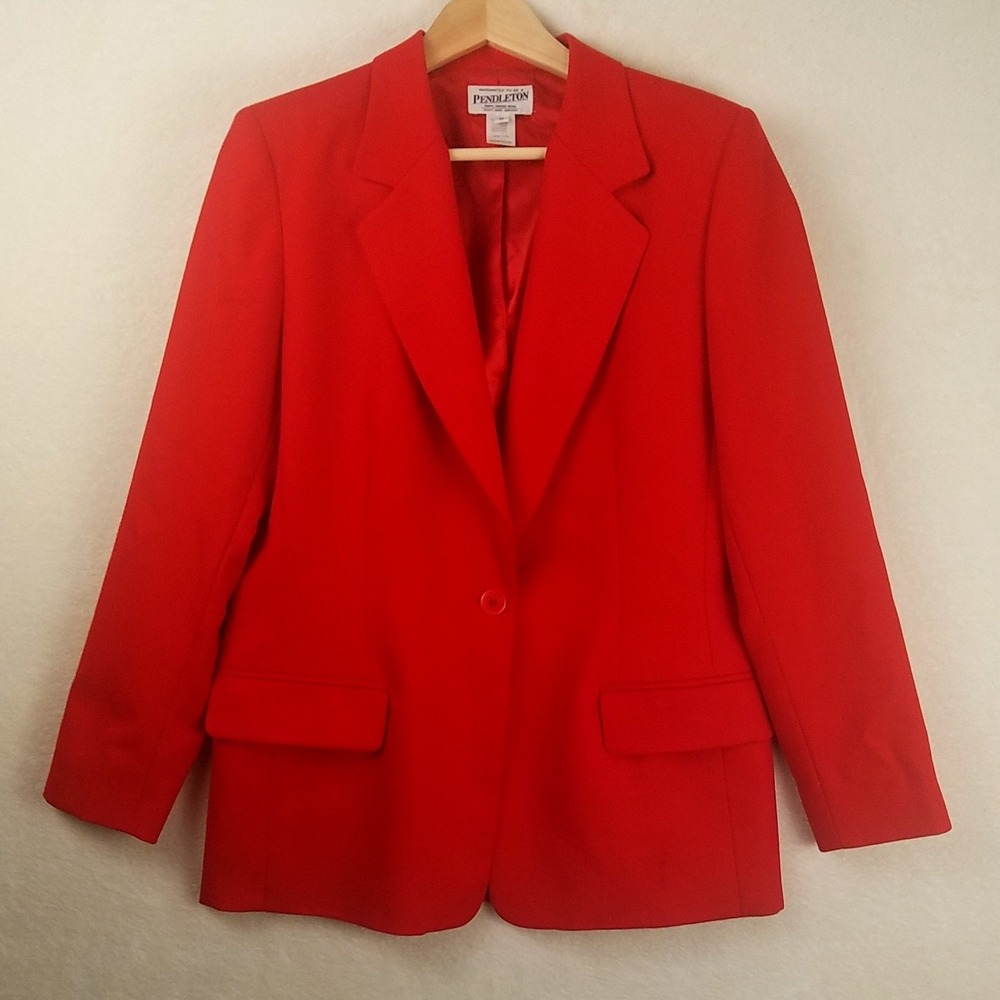 Pendleton Women's 10 Red Wool Blazer Jacket Suit Separate‎ classic